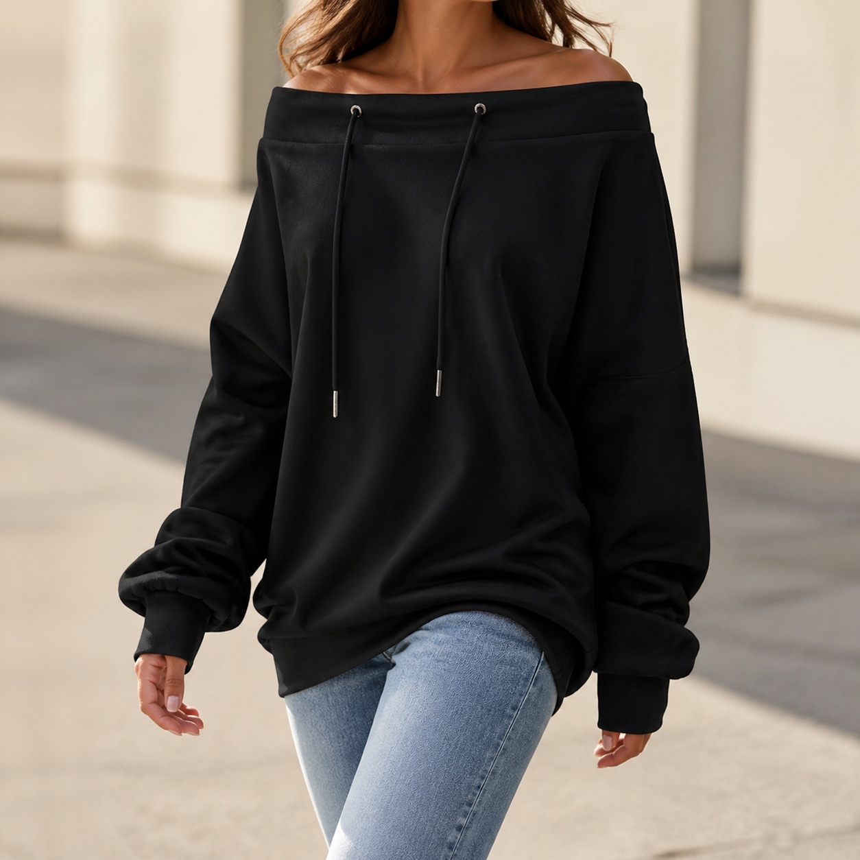 Sweatshirt Wanita Model Off Sh - Winter Clothing Drawing ulasan dan harga